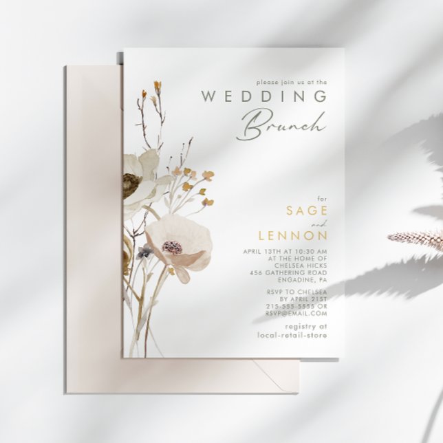 Whimsical Wildblomme Bröllop Brunch-inbjudan Inbjudningar (Skapare uppladdad)