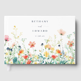 Whimsical Wildblomme Bröllop Guest Bok