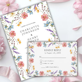 Whimsical Wildblomme Elegant Garden Wedding OSA Kort