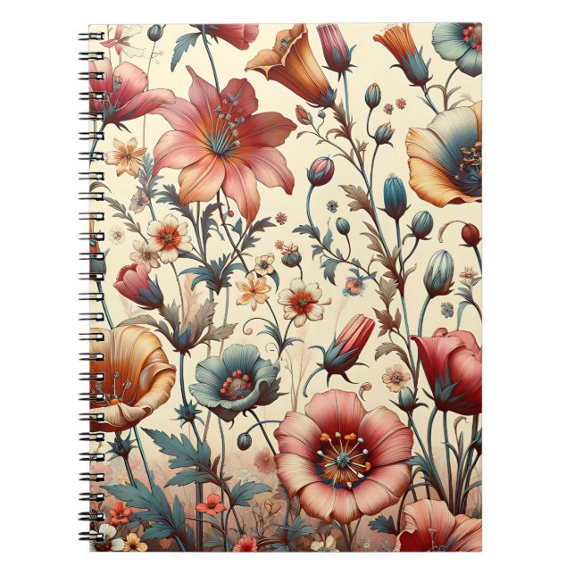 Whimsical Wildblomme Garden Notebook Anteckningsbok (Framsidan)