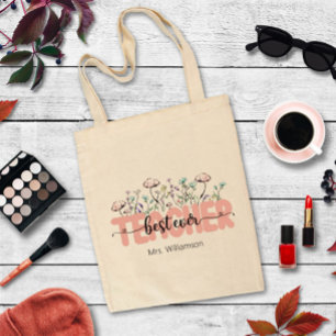 Whimsical Wildblomme Personlig Best Teacher Tygkasse