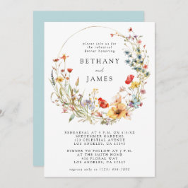Whimsical Wildblomme Rehearsal Middag Inbjudningar