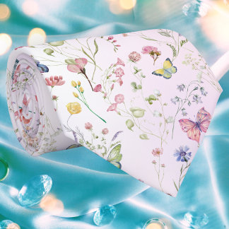 Whimsical Wildblomme Rosa Neck Tie Slips