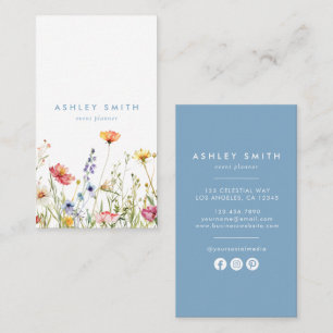 Whimsical Wildblomme Social Media Visitkort