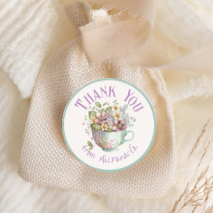Whimsical WildblommFairytale Tea Party Runt Klistermärke