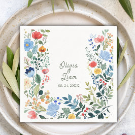 Whimsical Wildblommor Garden Wedding Pappersservett
