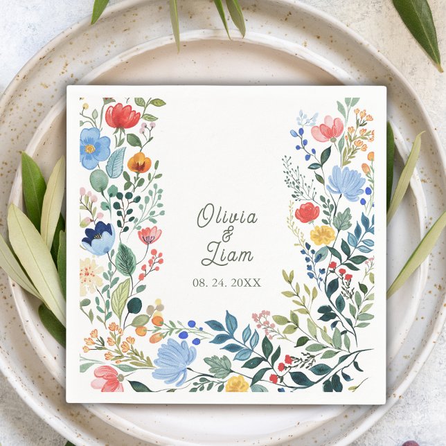 Whimsical Wildblommor Garden Wedding Pappersservett (Skapare uppladdad)