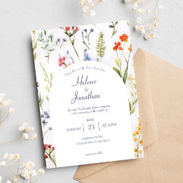 Whimsical Wildblommor Watercolor Elegant bröllop Inbjudningar