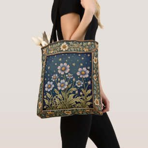 Whimsical Wildbloms Evening Dusty Lila Blommigt Tygkasse