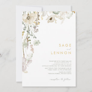Whimsical Wildbloms Meadow Wedding-inbjudan Inbjudningar