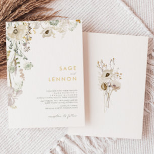 Whimsical Wildbloms Meadow Wedding-inbjudan Inbjudningar