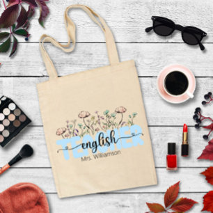 Whimsical Wildbloms Personlig English Lacher Tygkasse