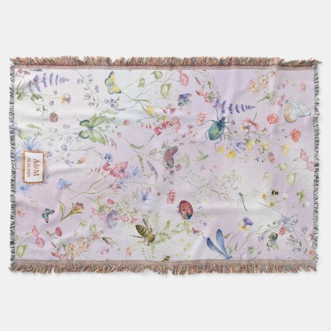 Whimsical Wildbloms Rosa Keepsak Throw Blanket Filt (Framsidan)