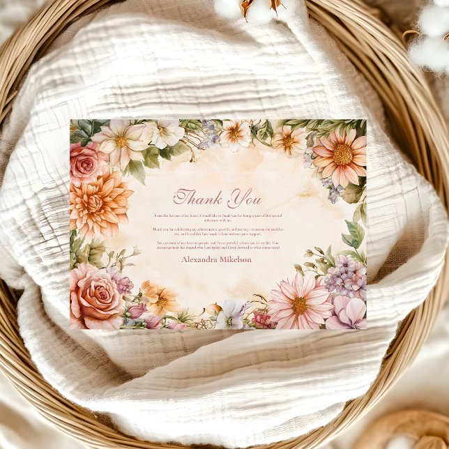 Whimsical Wildblomsänggarden Studenten Tack Kort (Skapare uppladdad)