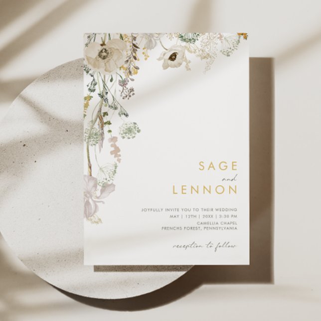 Whimsical Wildblomskugga | Bröllopsinbjudan Inbjudningar (Skapare uppladdad)