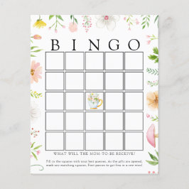 Whimsical Wildblomtea Baby Bingo-spelkort