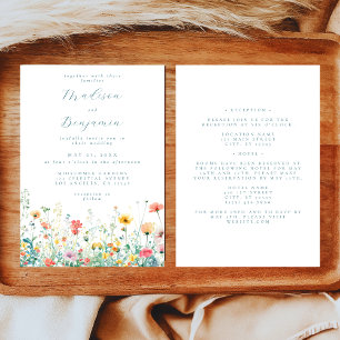 Whimsical Wildflower All in One Bröllop Inbjudningar