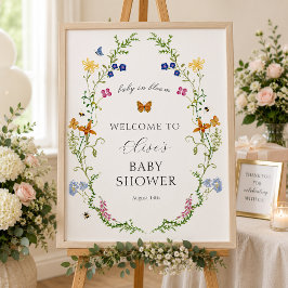 Whimsical Wildflower Baby i Knopp Öppnande Shower Poster