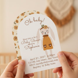Whimsical Wildflower Bunny Baby Shower Invite Inbjudningar