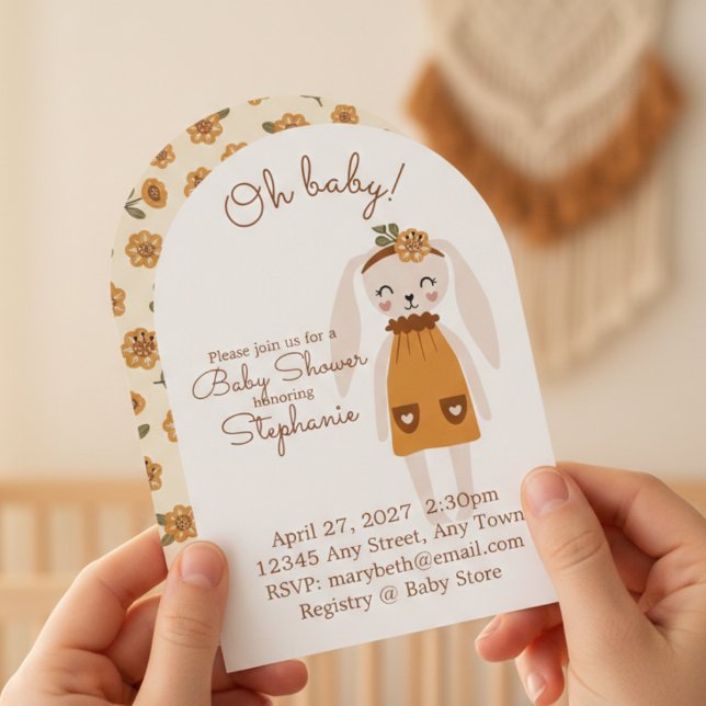 Whimsical Wildflower Bunny Baby Shower Invite Inbjudningar (Baby shower invitation)