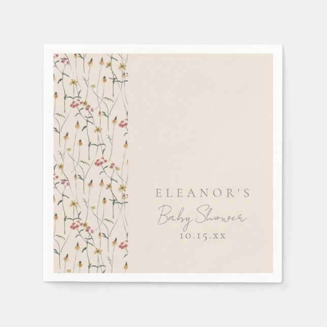 Whimsical Wildflower Floral Custom Baby Shower Pappersservett (Framsidan)