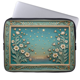 Whimsical Wildflower Kväll Art Nouveau Teal Laptop Fodral