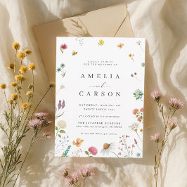 Whimsical Wildflower Meadow Wedding Invitation Inbjudningar