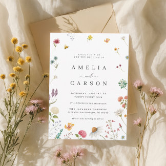 Whimsical Wildflower Meadow Wedding Invitation Inbjudningar