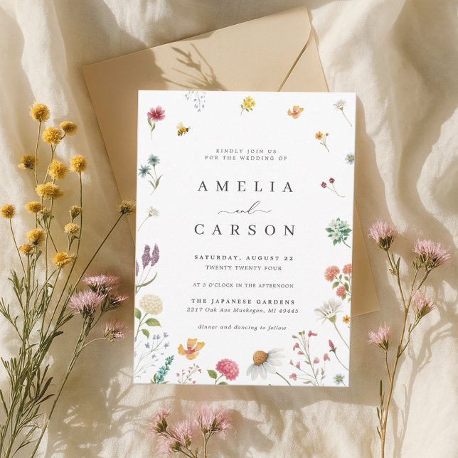Whimsical Wildflower Meadow Wedding Invitation Inbjudningar (Skapare uppladdad)