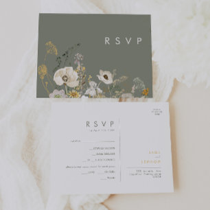 Whimsical Wildflower Sage Meny Val RSVP-kort