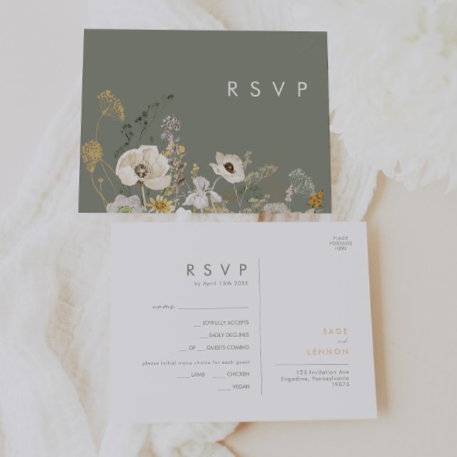 Whimsical Wildflower | Sage Meny Val RSVP-kort (Skapare uppladdad)