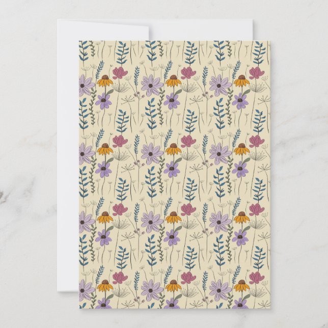 Whimsical Wildflower Seamless Pattern Inbjudningar (Framsida)