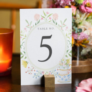 Whimsical Wildflower Tekann Party Bordnummer Bordsnummer