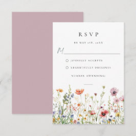 Whimsical Wildflower Wedding RSVP Card OSA Kort
