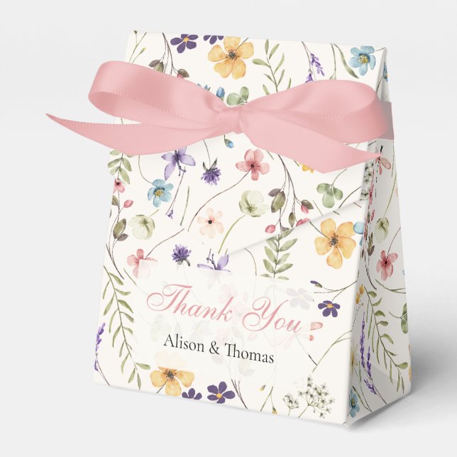 Whimsical Wildflowers Äng Bröllop  Presentaskar (Framsidan Sidan)