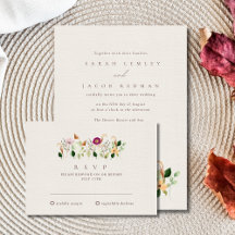 Whimsical Wildflowers Bröllop Svarskort