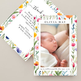Whimsical Wildflowers Foto Tack Baby Shower Inbjudningar