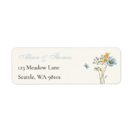 Whimsical Wildflowers Meadow Bröllopsetikett Returadress Etikett
