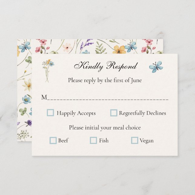 Whimsical Wildflowers Meadow Wedding  OSA Kort (Fram/baksida)
