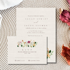 Whimsical Wildflowers Wedding RSVP Card OSA Kort