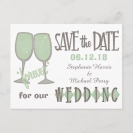 Whimsical Wine Glas Bröllop Save the Date Meddelande Vykort