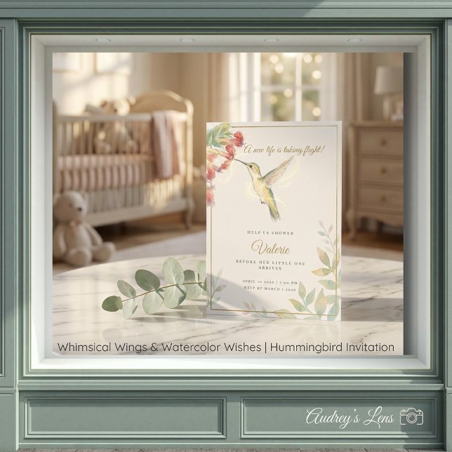 Whimsical Wings & Watercolor Wishes | Kolibri  Inbjudningar (Whimsical Wings & Watercolor Wishes | Hummingbird Invitation)