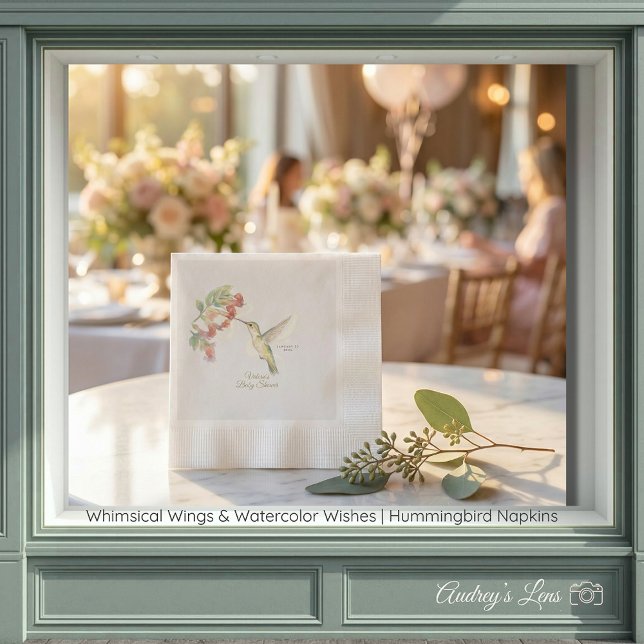 Whimsical Wings & Watercolor Wishes | Kolibri  Pappersservett (Whimsical Wings & Watercolor Wishes | Hummingbird Napkins)