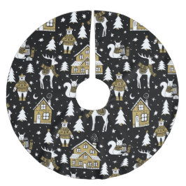 Whimsical Winter Animal Town Julgransmatta Borstad Polyester