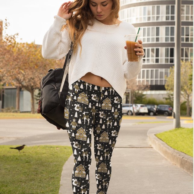 Whimsical Winter Animal Town Leggings (Skapare uppladdad)