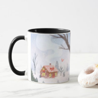 Whimsical Winter Cottage Mug Mugg