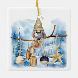 Whimsical Winter Dam Gnome God jul Julgransprydnad Keramik