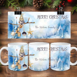 Whimsical Winter Dam Gnome God jul Kaffemugg