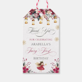 Whimsical Winter Fairy First Birthday Thank You Presentetikett