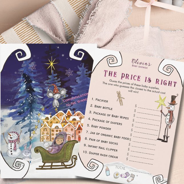 Whimsical Winter Fairy Pris är Rätt Baby Shower  Inbjudningar (Whimsical Winter Fairy Price is Right Baby Shower Invitation)